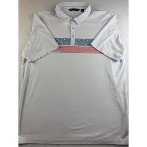 Travis Matthew XXL Polo Shirt Men's Gray‎ Stars and Stripes Golf Athletic